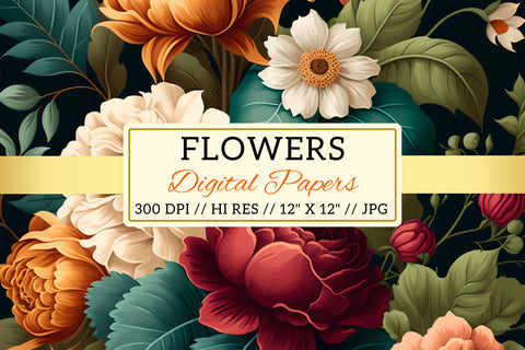 seamless background with flowers, background with flowers, pattern with flowers Digital Pattern FloridPrintables 