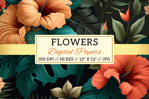 seamless background with flowers, Blossom Background, red and yellow flowers Digital Pattern FloridPrintables 