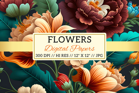 seamless background with flowers, Bohemian floral wreaths Digital Pattern FloridPrintables 