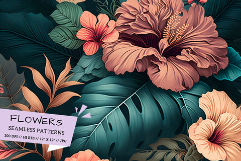 seamless background with flowers, Bohemian floral wreaths, flowers on the ground Digital Pattern FloridPrintables 