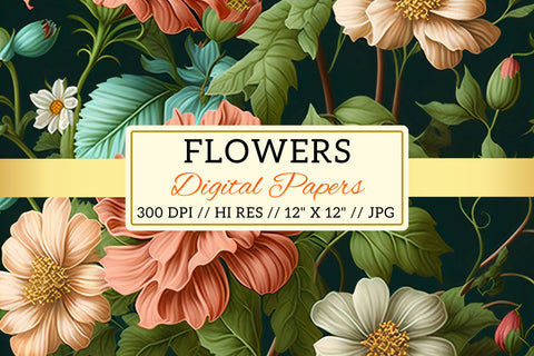 seamless background with flowers, Flower Power Pattern Digital Pattern FloridPrintables 