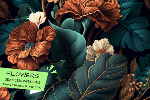 seamless background with flowers, Geometric floral shapes Digital Pattern FloridPrintables 
