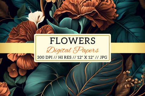 seamless background with flowers, Geometric floral shapes Digital Pattern FloridPrintables 