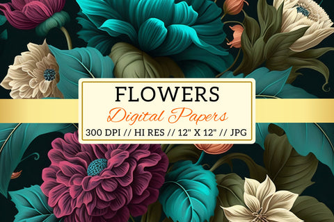 seamless background with flowers, pattern with flowers Digital Pattern FloridPrintables 