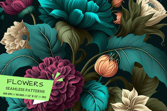 seamless background with flowers, pattern with flowers Digital Pattern FloridPrintables 