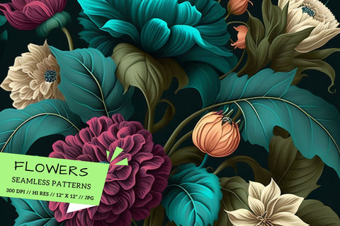 seamless background with flowers, pattern with flowers Digital Pattern FloridPrintables 