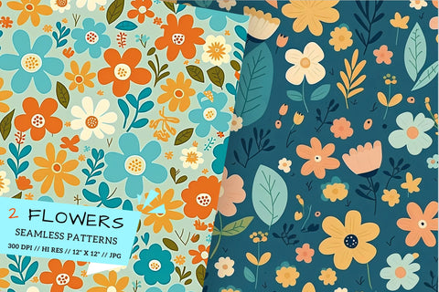 seamless background with flowers , seamless pattern with leaves Digital Pattern FloridPrintables 