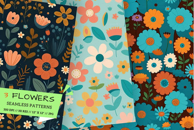 seamless background with flowers, seamless pattern with leaves Digital Pattern FloridPrintables 