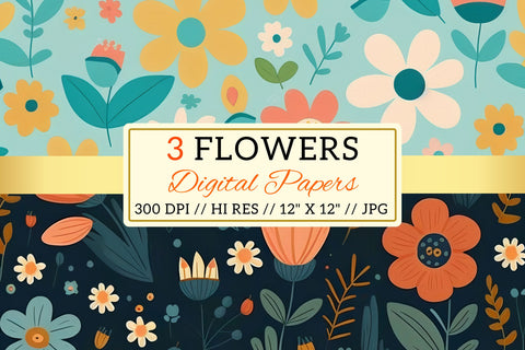 seamless background with flowers, seamless pattern with leaves Digital Pattern FloridPrintables 