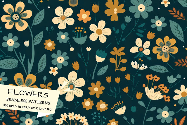 seamless background with leaves Digital Pattern FloridPrintables 