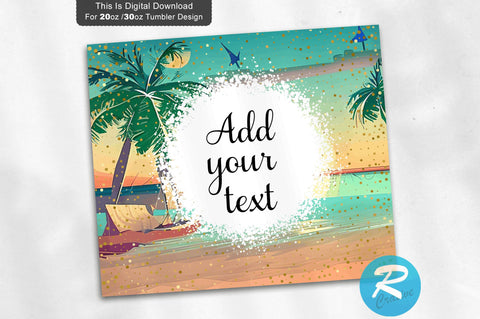 Seamless Beach 20 oz / 30 oz Tumbler PNG Sublimation Regulrcrative 