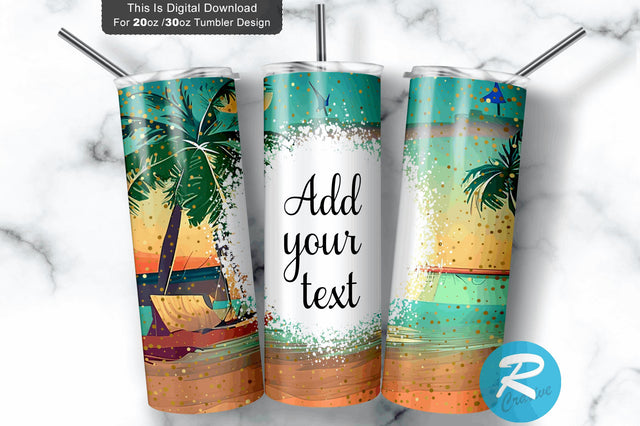 Seamless Beach 20 oz / 30 oz Tumbler PNG Sublimation Regulrcrative 