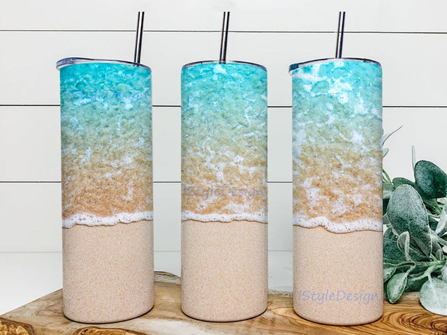 Seamless Beach Tumbler Wrap Summer Beach 20oz Skinny Tumbler Sublimation Designs Sublimation BouDesign 