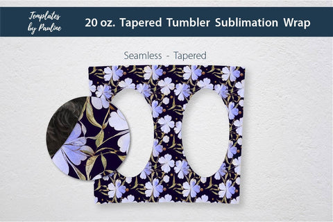 Seamless Blue 4 Leaf Clover Oval Photo Tumbler Wrap for Sublimation Sublimation Templates by Pauline 