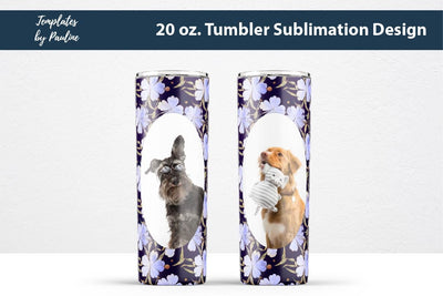Seamless Blue 4 Leaf Clover Oval Photo Tumbler Wrap for Sublimation Sublimation Templates by Pauline 