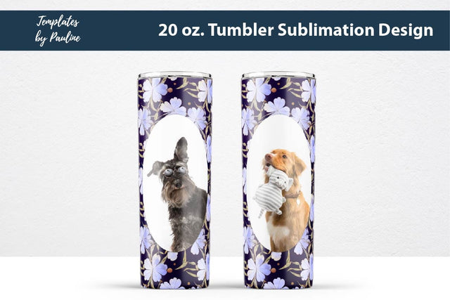 Seamless Blue 4 Leaf Clover Oval Photo Tumbler Wrap for Sublimation Sublimation Templates by Pauline 