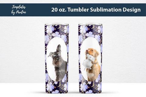 Seamless Blue 4 Leaf Clover Oval Photo Tumbler Wrap for Sublimation Sublimation Templates by Pauline 