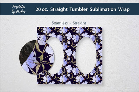 Seamless Blue 4 Leaf Clover Oval Photo Tumbler Wrap for Sublimation Sublimation Templates by Pauline 