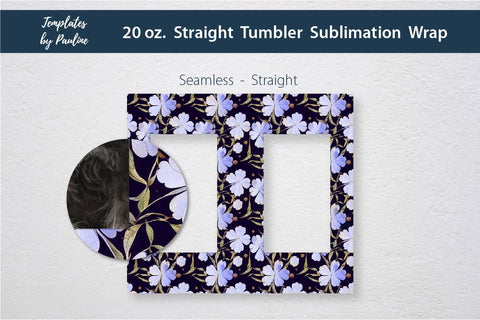 Seamless Blue 4 Leaf Clover Rectangle Photo Tumbler Wrap for Sublimation Sublimation Templates by Pauline 