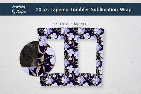 Seamless Blue 4 Leaf Clover Rectangle Photo Tumbler Wrap for Sublimation Sublimation Templates by Pauline 