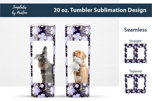 Seamless Blue 4 Leaf Clover Rectangle Photo Tumbler Wrap for Sublimation Sublimation Templates by Pauline 