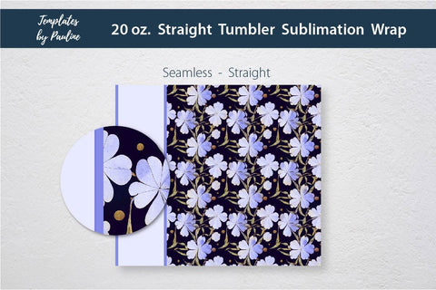 Seamless Blue Leaves Name Tumbler Wrap for Sublimation Sublimation Templates by Pauline 