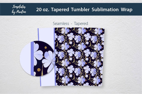 Seamless Blue Leaves Name Tumbler Wrap for Sublimation Sublimation Templates by Pauline 