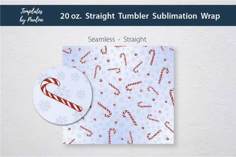 Seamless Christmas Candy Cane Tumbler Wrap Sublimation Templates by Pauline 