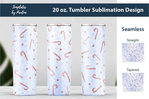 Seamless Christmas Candy Cane Tumbler Wrap Sublimation Templates by Pauline 