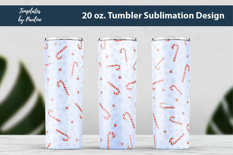 Seamless Christmas Candy Cane Tumbler Wrap Sublimation Templates by Pauline 