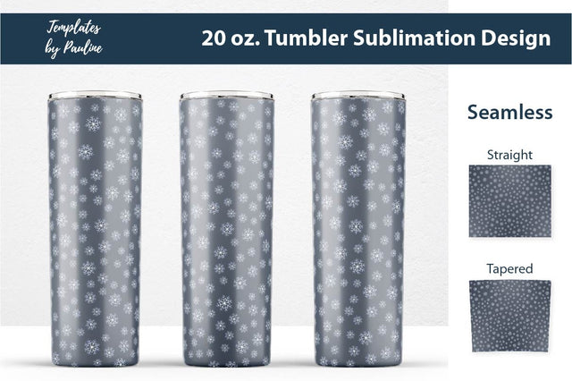 Seamless Dark Winter Snowflake Tumbler Wrap Sublimation Templates by Pauline 