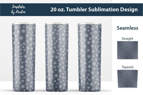 Seamless Dark Winter Snowflake Tumbler Wrap Sublimation Templates by Pauline 