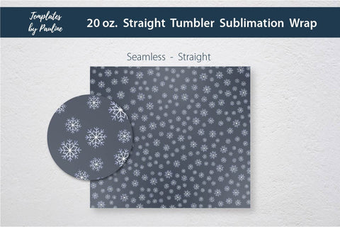 Seamless Dark Winter Snowflake Tumbler Wrap Sublimation Templates by Pauline 