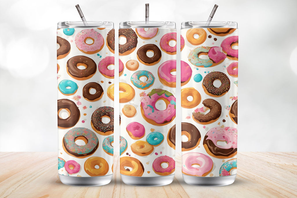 Seamless Donut Patter 20 Oz Tumbler Wrap Sublimation Design - So Fontsy