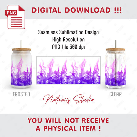 Seamless Fire Design for sublimation 16oz LIBBEY GLASS CAN. Sublimation Natariis Studio 