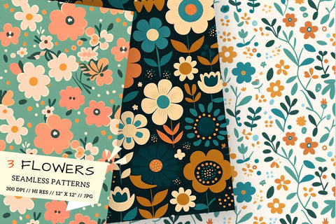 seamless floral background, seamless pattern with flowers Digital Pattern FloridPrintables 