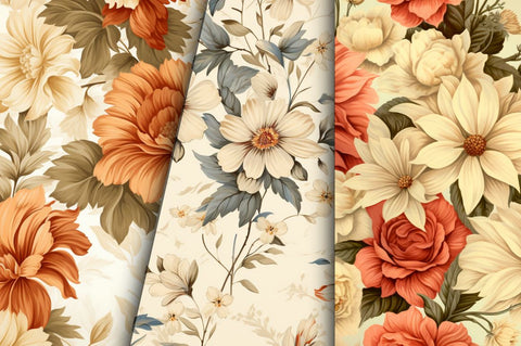 Seamless Floral Linen Background Bundle Sublimation Regulrcrative 