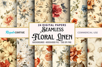 Seamless Floral Linen Background Bundle Sublimation Regulrcrative 