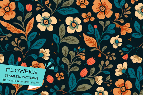 seamless floral pattern, seamless background with leaves Digital Pattern FloridPrintables 