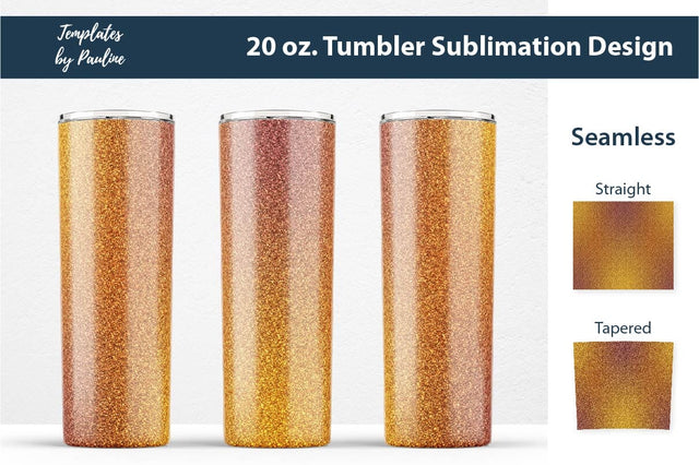 Seamless Glitter Yellow Orange Tumbler Wrap Sublimation Templates by Pauline 