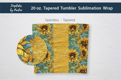 Seamless Gold Sunflower Sublimation Tumbler Wrap, Add Your Text Sublimation Templates by Pauline 