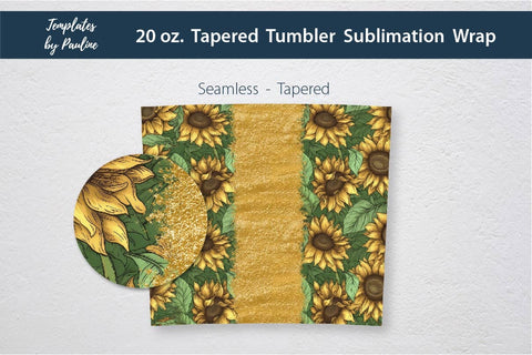 Seamless Golden Sunflower Sublimation Tumbler Wrap, Add Your Text Sublimation Templates by Pauline 