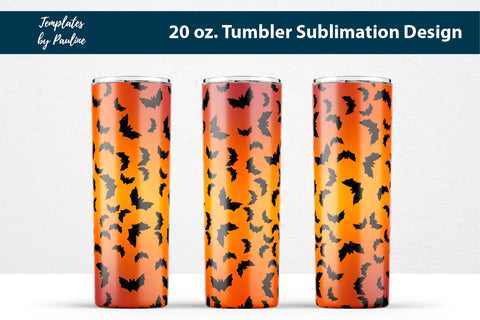 Seamless Halloween Bat Tumbler Wrap Sublimation Templates by Pauline 