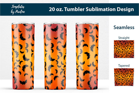 Seamless Halloween Bat Tumbler Wrap Sublimation Templates by Pauline 