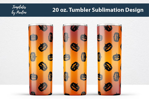Seamless Halloween Pumpkin Tumbler Wrap PNG Sublimation Templates by Pauline 