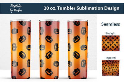 Seamless Halloween Pumpkin Tumbler Wrap PNG Sublimation Templates by Pauline 