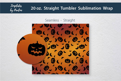 Seamless Halloween Pumpkin Tumbler Wrap Sublimation Templates by Pauline 