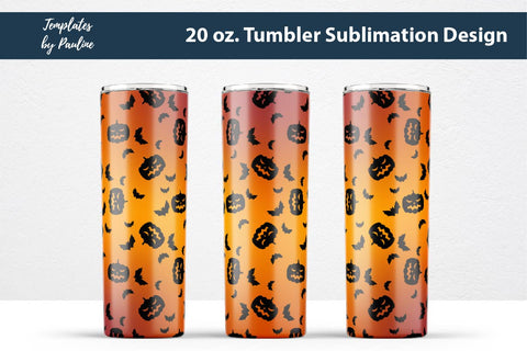 Seamless Halloween Pumpkin Tumbler Wrap Sublimation Templates by Pauline 