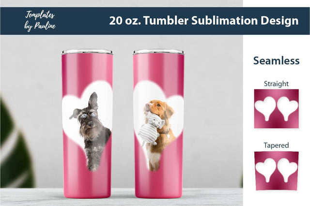 Seamless Heart Pink Sublimation Photo Tumbler Wrap Sublimation Templates by Pauline 