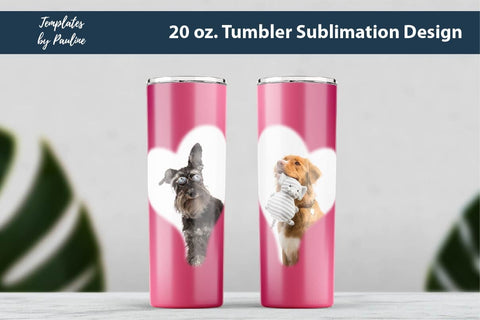 Seamless Heart Pink Sublimation Photo Tumbler Wrap Sublimation Templates by Pauline 